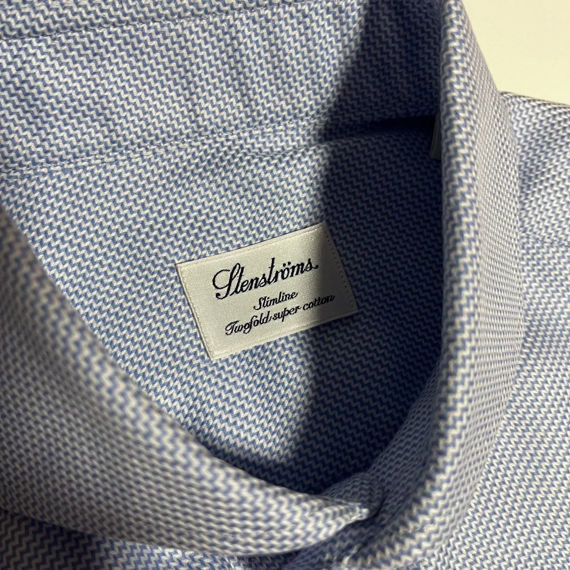 Blå mönstrad skjorta från Stenströms - dubbelmanschett  - 91