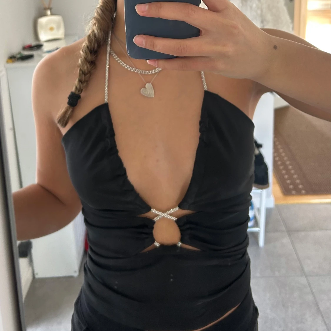 Svart halterneck topp med glitter 