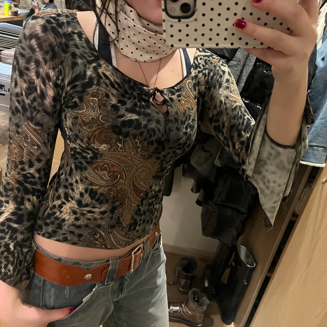 Leopard Mönstrad festtopp med vida ärmar - 1