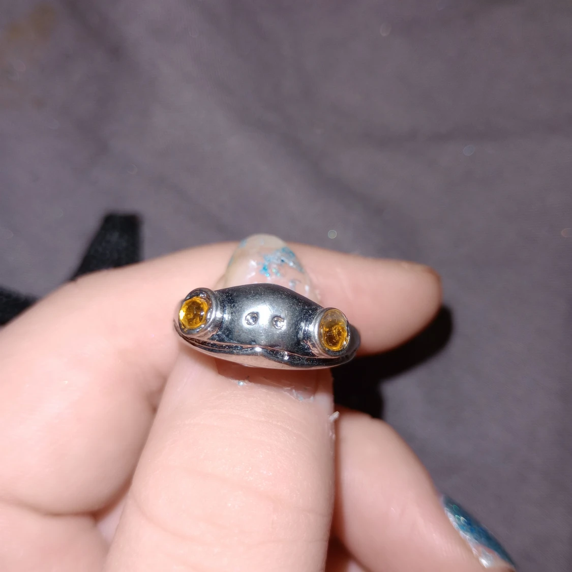 Silverring med gula stenar - 1