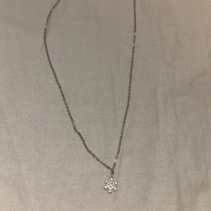 Silverfärgat halsband med snöflinga - Snyggt silverfärgat halsband med en liten snöflinga. Perfekt för att ge din outfit en gullig touch. Kedjan är tunn och diskret, vilket gör att berlocken verkligen står ut.