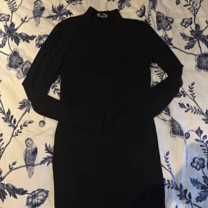 Svart klänning  - Elegant svart klänning i en klassisk design. Klänningen har långa ärmar och en figurnära passform som ger en stilren look. Perfekt för en chic och sofistikerad stil.