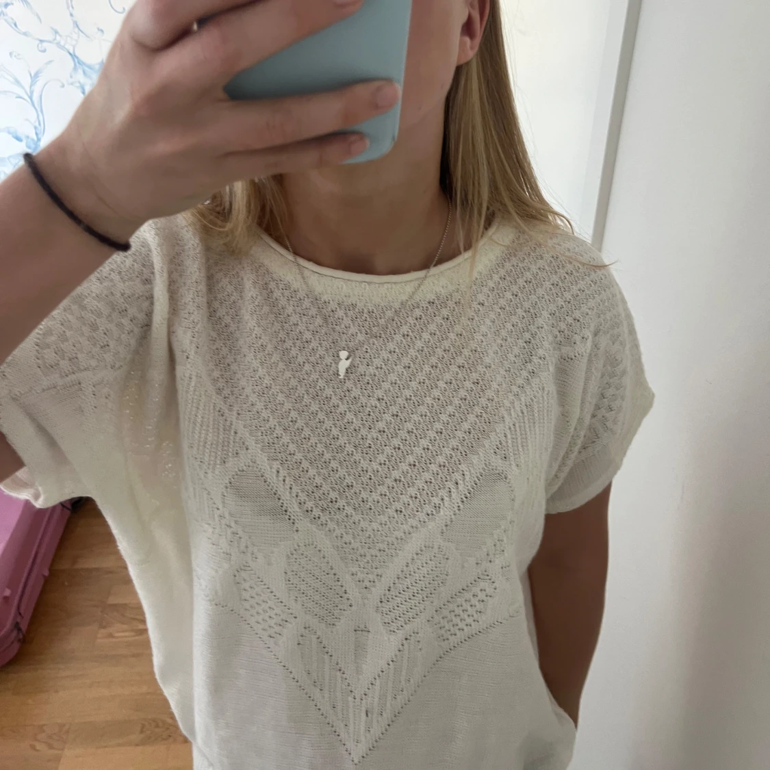 Vit stickad topp - 90