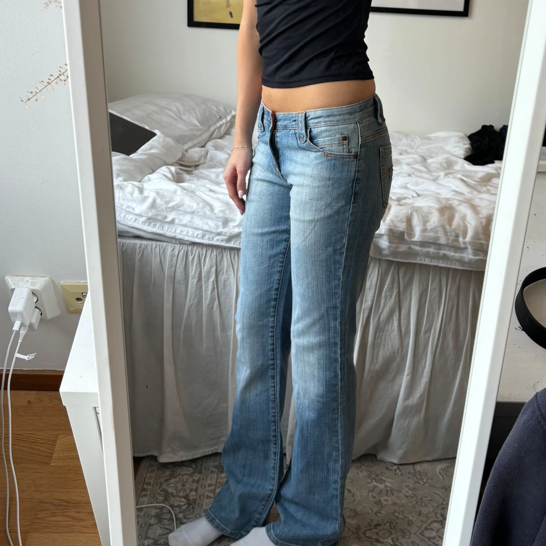  lågmidjade utsvängda jeans - 90
