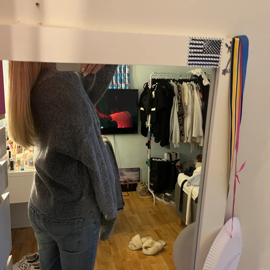 Grå stickad tröja - 90