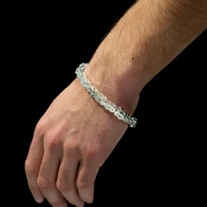 Silverfärgat armband - Silverlänk 8mm