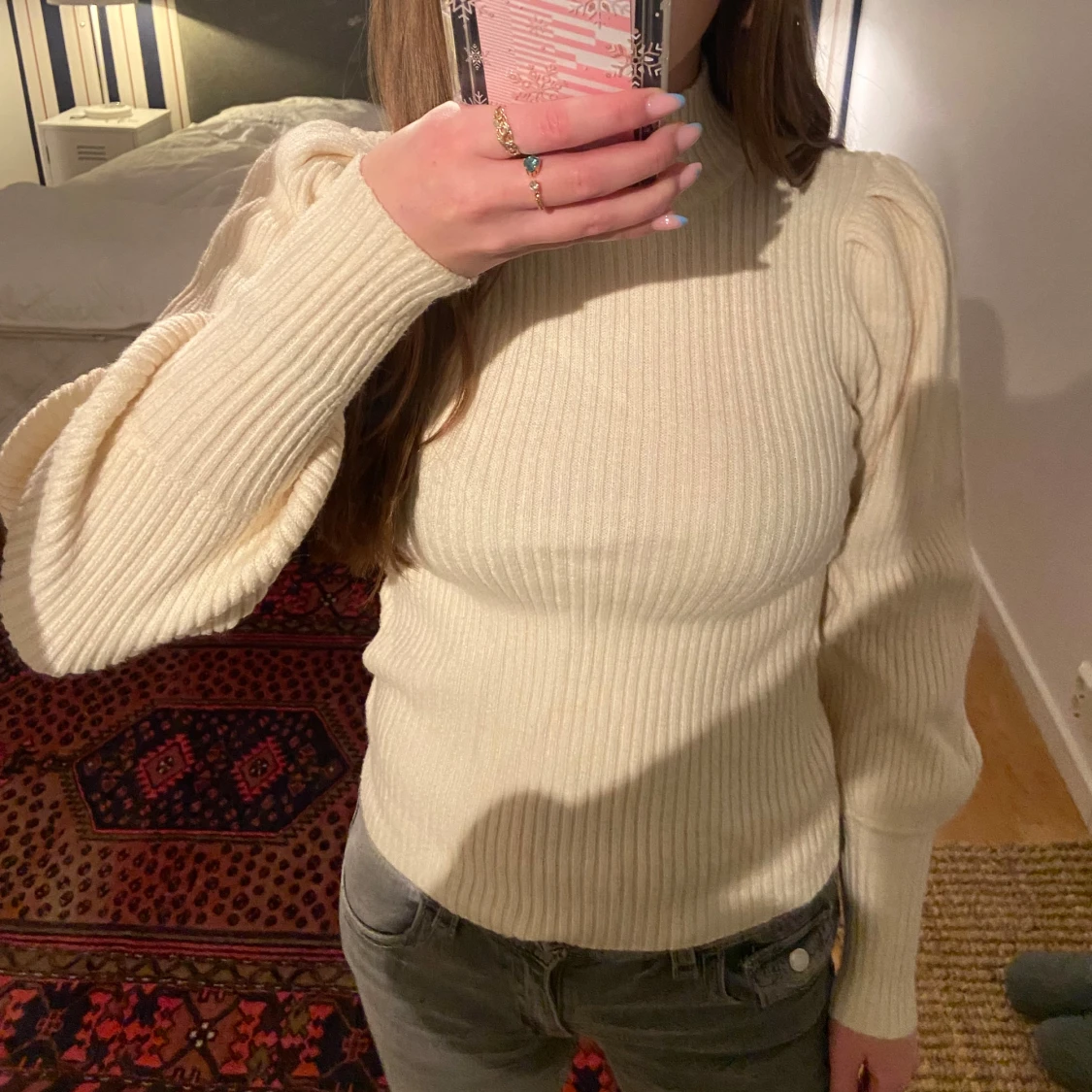 Beige ribbad tröja från ONLY - 90