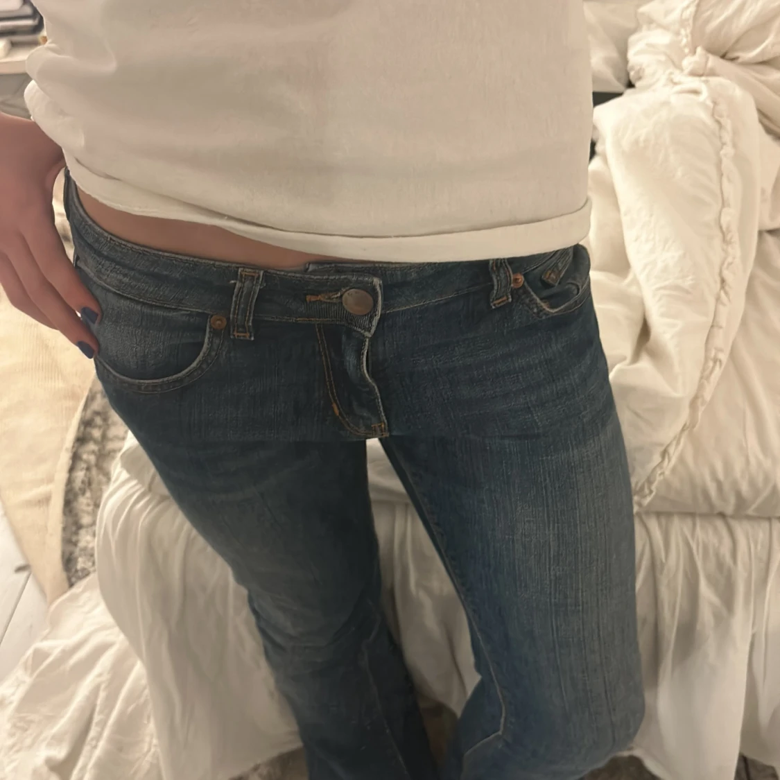 Blå bootcut jeans - 92