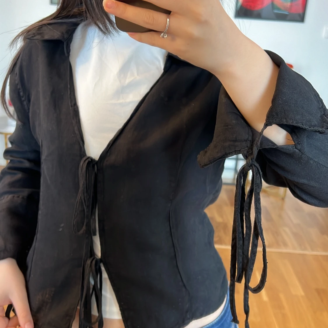 Svart topp med knytning  snörning Zara  💓 - 92