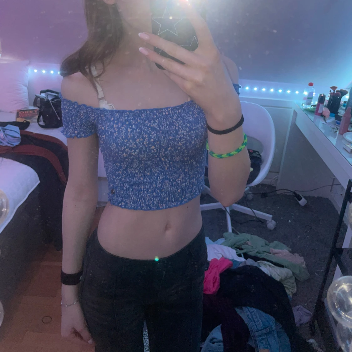 Blå offshoulder topp från Pull&Bear