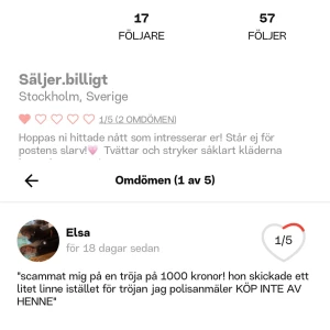 Omdöme stämmer inte! - Omdömet stämmer inte hon köpte en other storis tröja av mig och de va en annan tjej som köpte ett linne av mig och de båda hade valt instabox och då hade jag råkat skicka fel plagg till fel person har även hjälpt henne få tillbaka sina pengar!