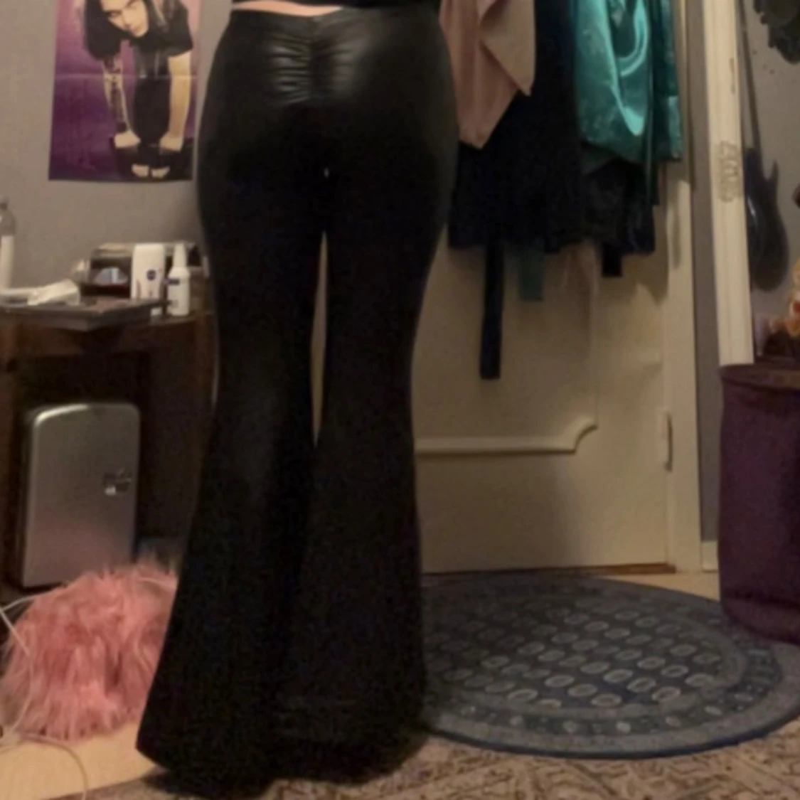  svarta skinn bootcut leggings - 91