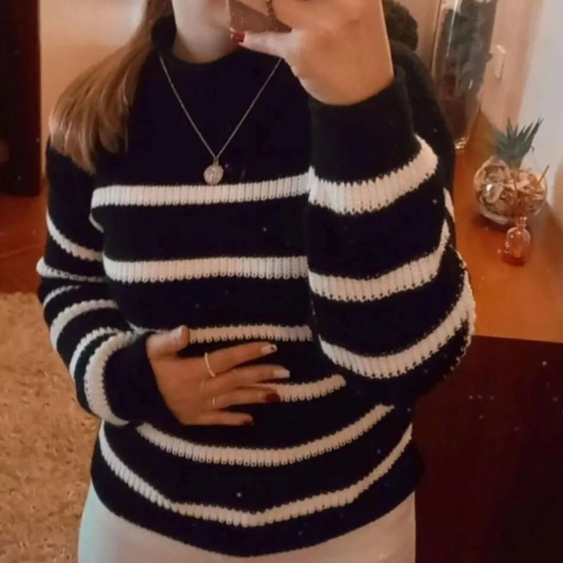 Randig stickad tröja  - 90