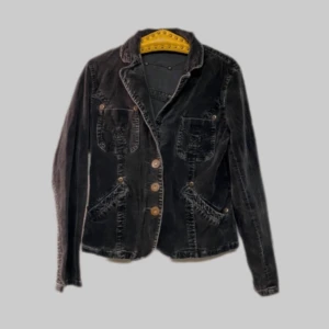 Grå mest grunge sammet manchesterkavaj - Figursydd. Storleksmärkt L men snarare s/m