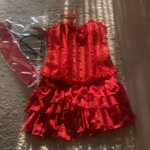 Halloween korsett - Perfekt halloween kostym, med populär shein korsett, tillhörande handskar, kjol och accessoarer💕Aldrig använd