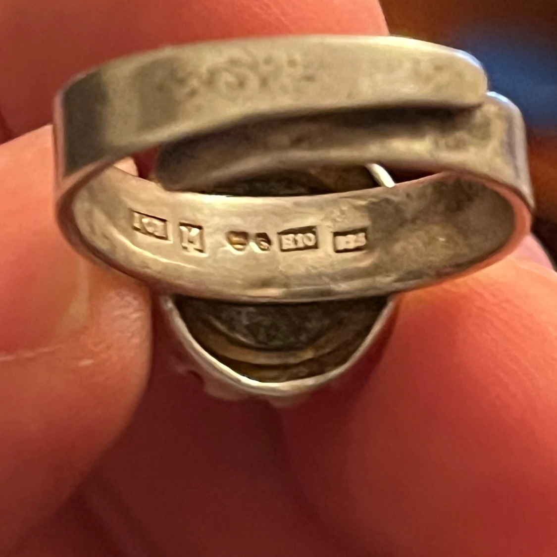 Vintage Silverring 925  med blå sten - 2