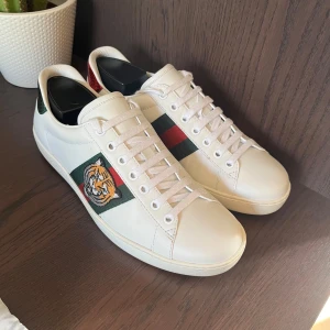 Gucci Ace skor - ”Tiger Patched Gucci Ace Sneakers” | Storlek 40 passar oxå 39,5 ish | Allt og ingår: 2 dustbags, originalbox och 3 papper - visar äktenhet + extra skosnören | Skick ~ 9.7/10 | Galet bra pris eftersom att nypris är 6000 o dessa är i princip nya / Mvh