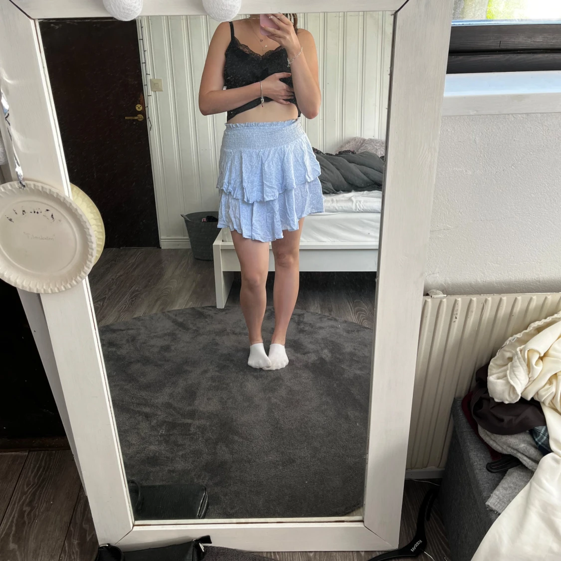 Blå kjol med leopardmönster - 90