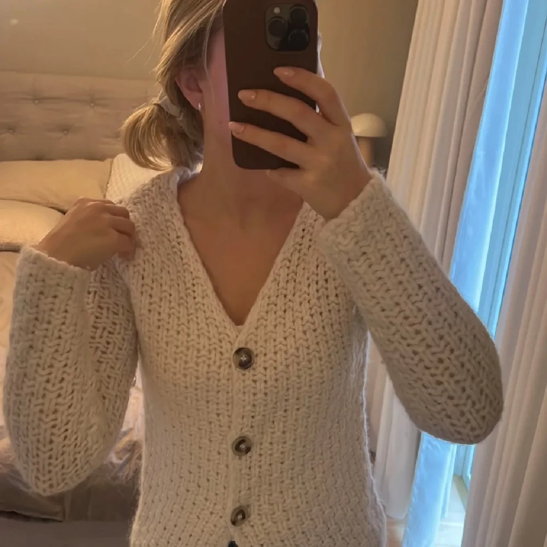 Vit stickad kofta från Zara - 1