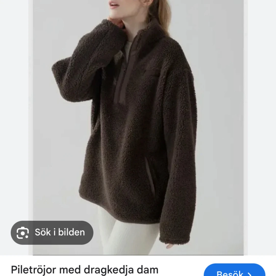 Brun fleece tröja med dragkedja - 1