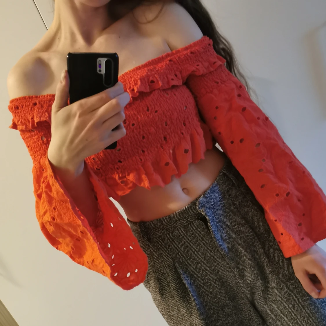 Orange offshoulder topp/blus  - 4