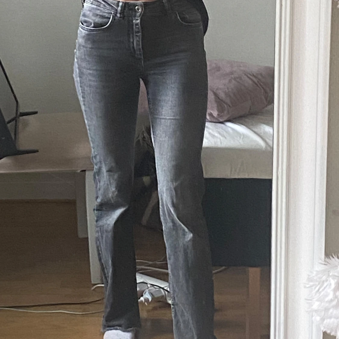 Grå bootcut jeans - 90