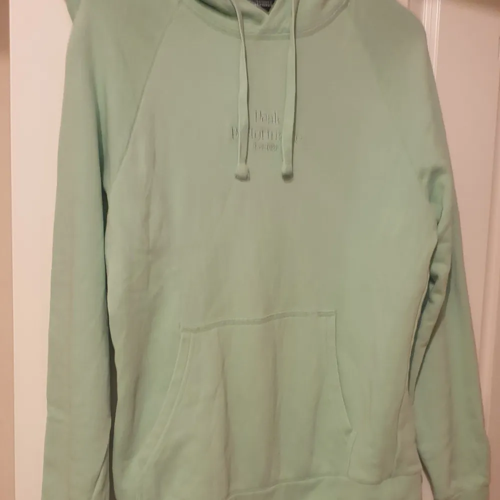 Mint färgad. Helt enkelt för liten för mig så princip använd engång. Storlek: M. Hoodies.