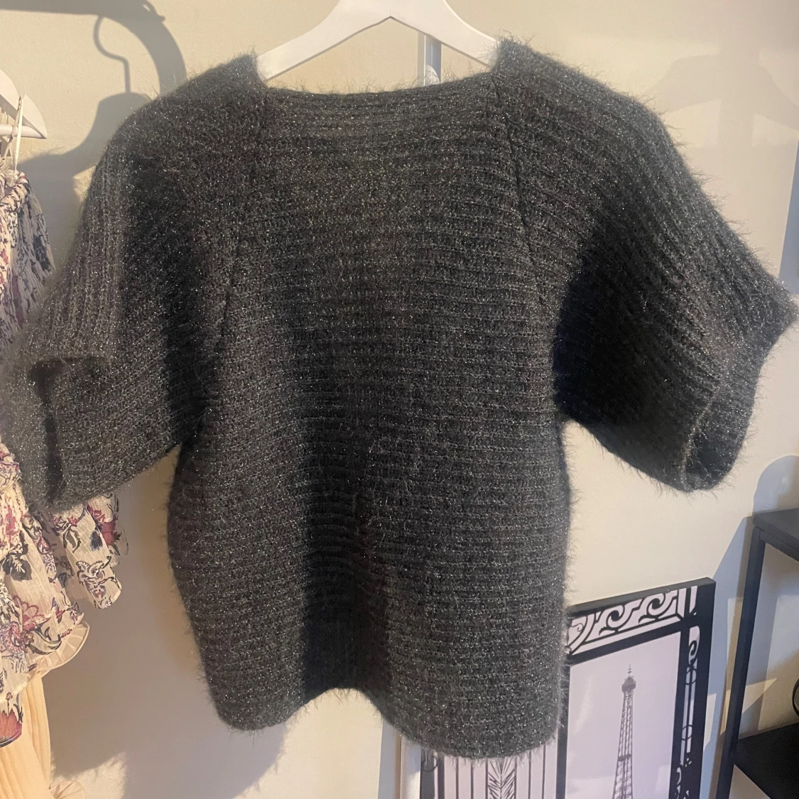Mysig grå stickad kofta - 91