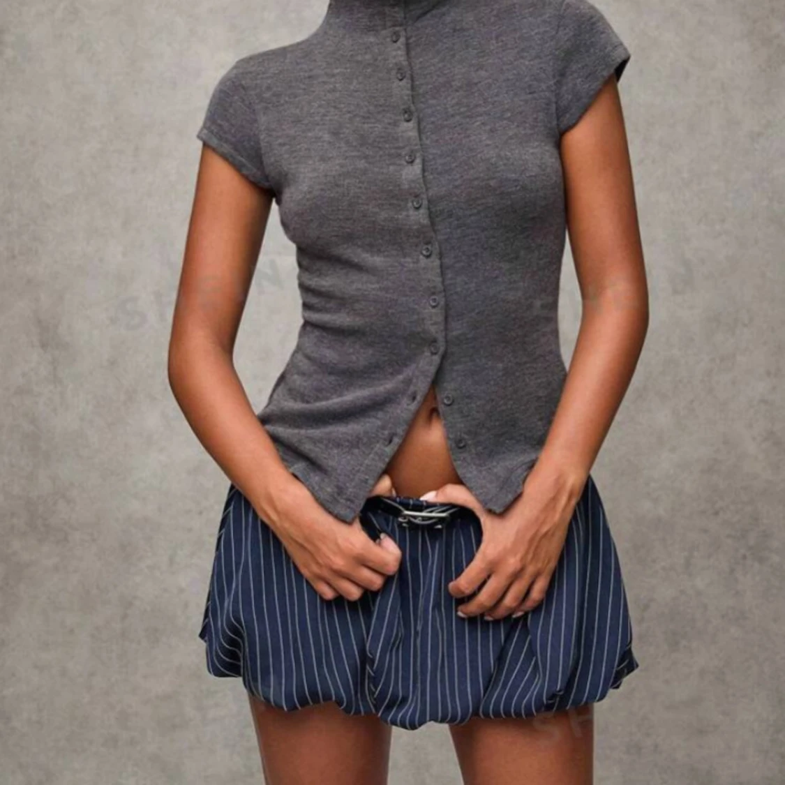 Grå kortärmad polotopp - 91