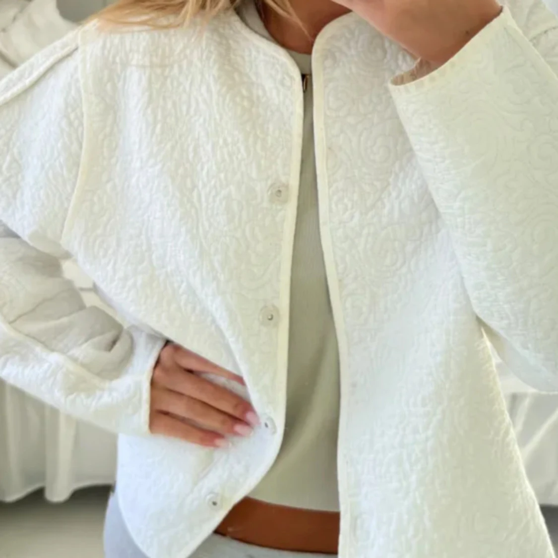 Vit quiltad jacka - 90
