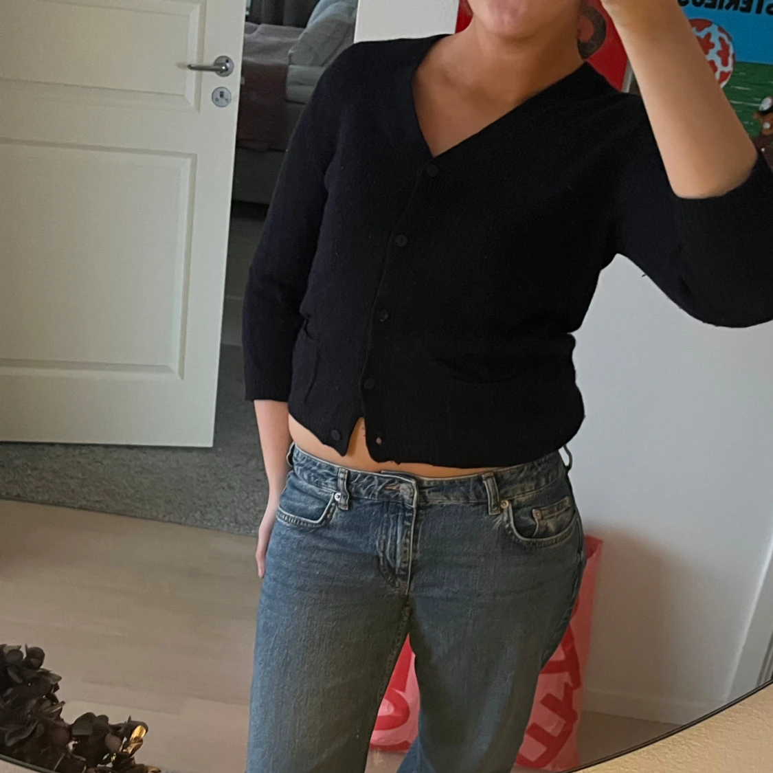 Mörkblå bomullskofta  - 90