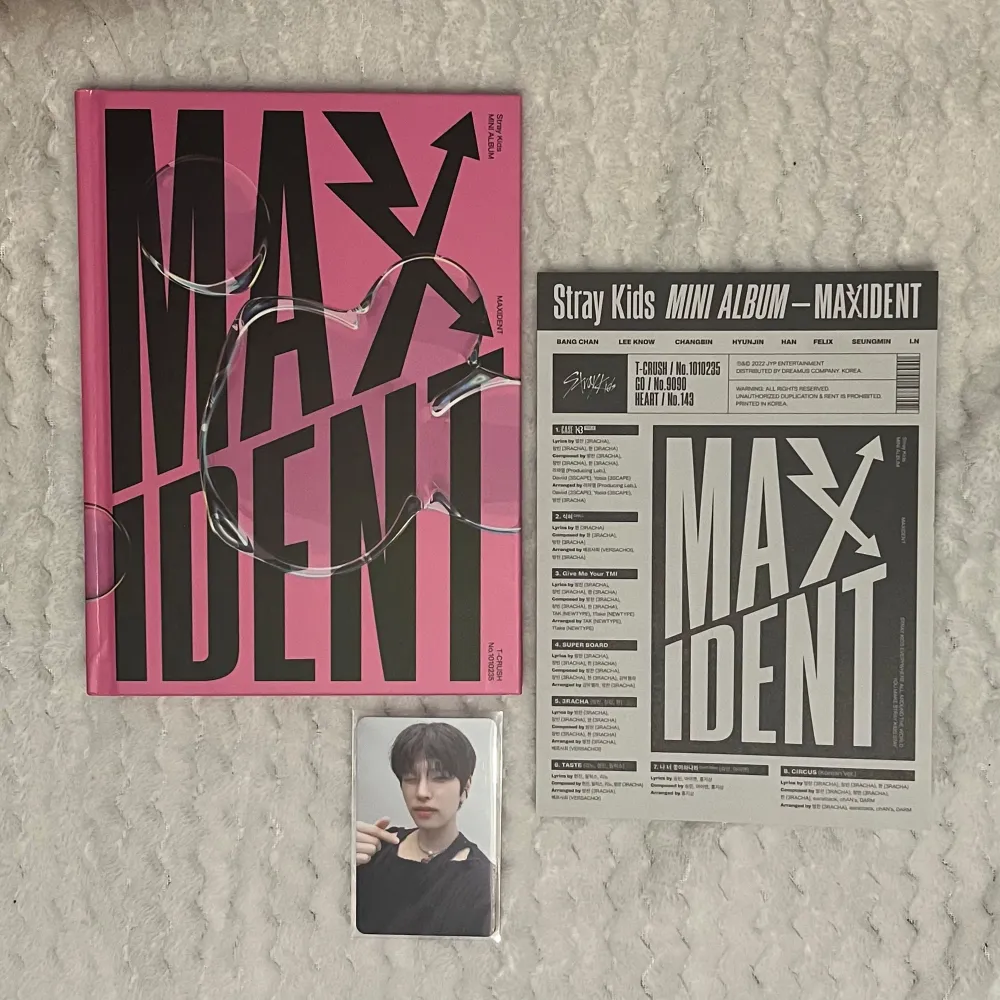 Maxident album! Allt på bilden följer med, 1 Seungmin PC och lyricspaper 🎀 100 kr + frakt, tar bara köp nu! . Övrigt.