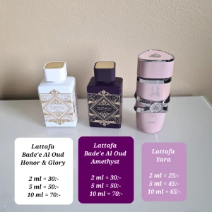 Parfym Splittar / Tester (Lattafa) - Viral parfym som från original förpackningen överförs till en dekant (glas). Finns i 2ml, 5ml och 10ml. Minsta ordervärdet är 50:- 