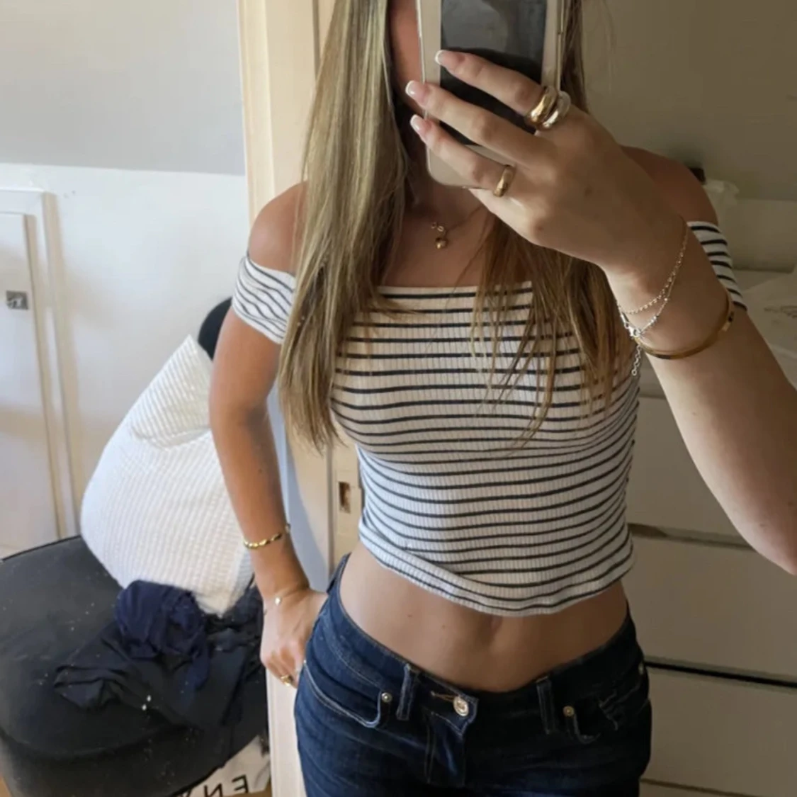 Randig offshoulder topp