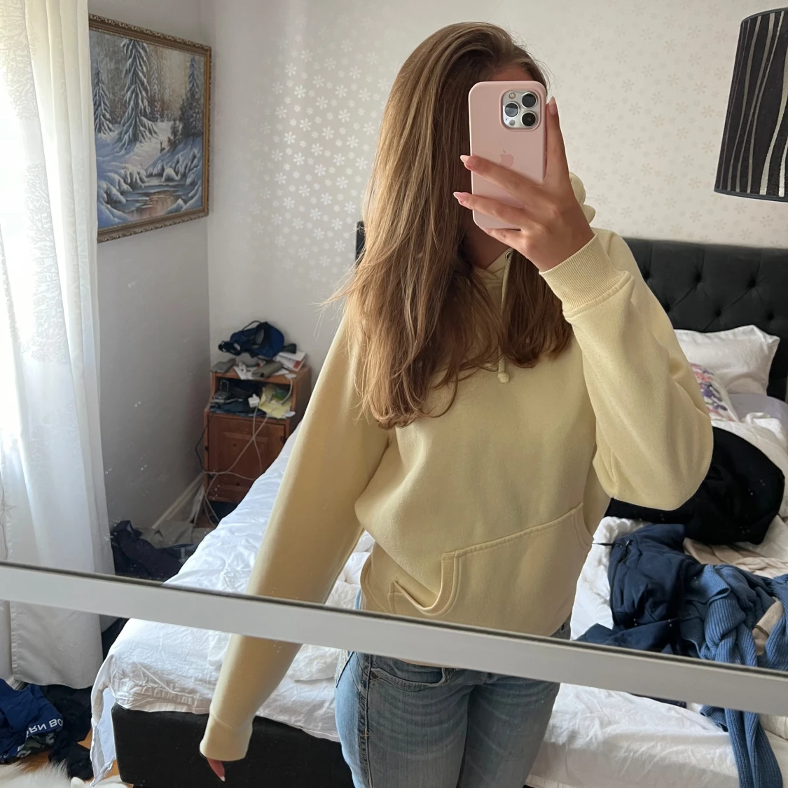 Ljusgul hoodie  - 90