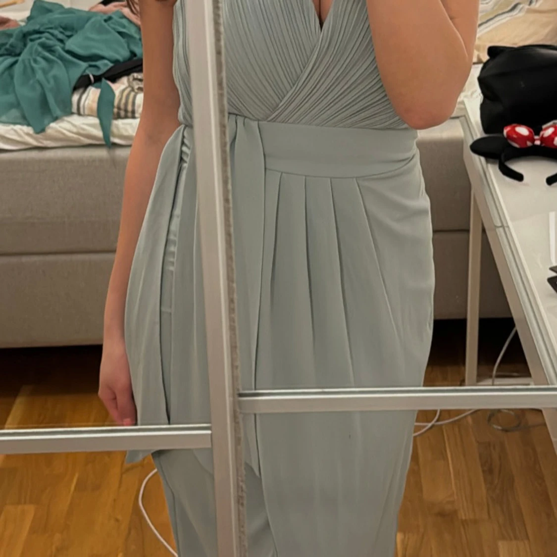 Salivgrön/mintgrön långklänning - 1