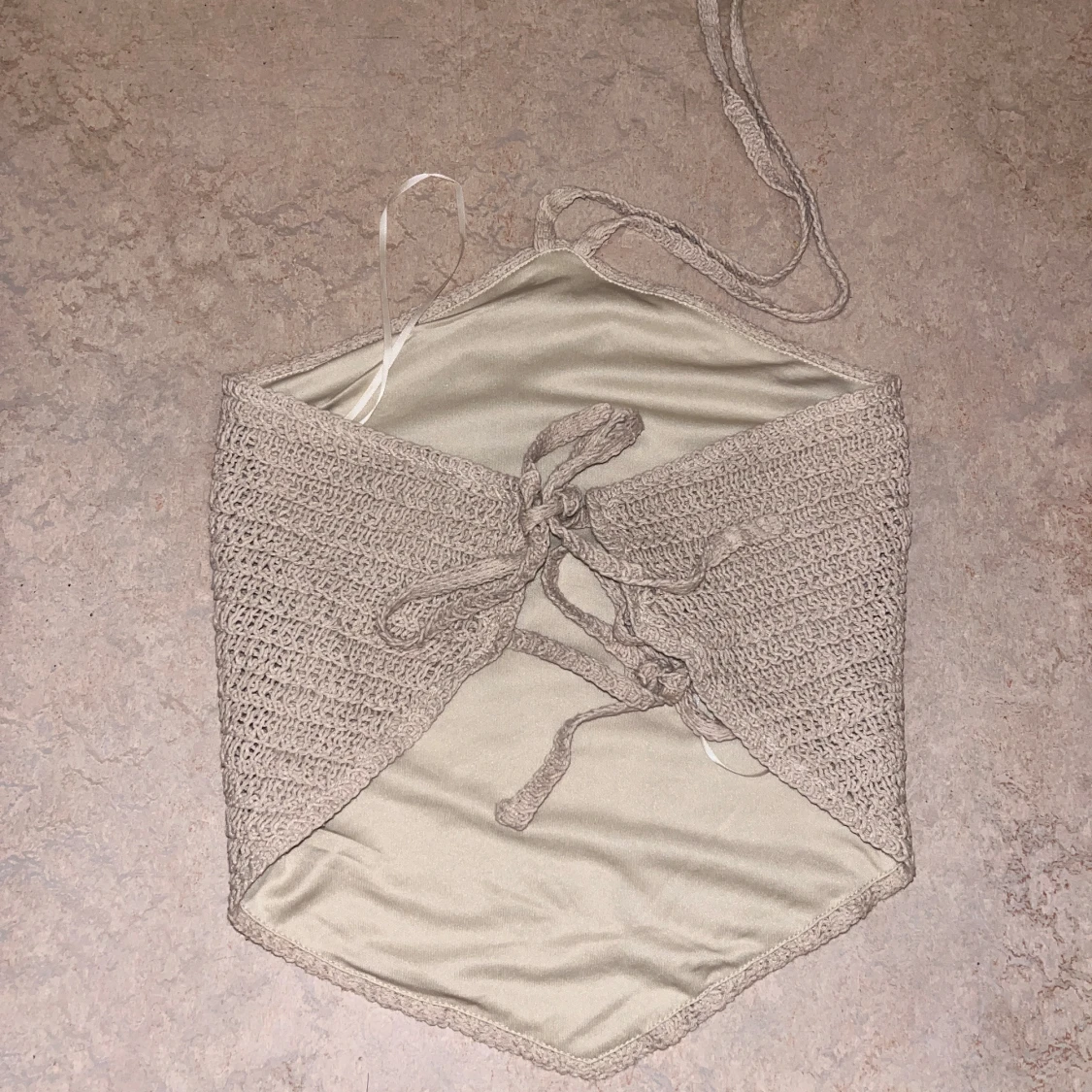 Beige stickad topp  - 1