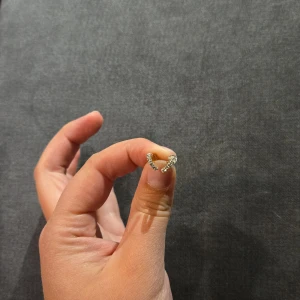 Glittriga örhängen i silver - Säljer ett par små, glittriga örhängen i silver. De är formade som halvcirklar och har en gnistrande yta som fångar ljuset fint. Perfekta för att lägga till lite extra bling till din outfit! Passar både till vardags och fest.