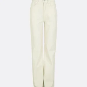 Beige jeansbyxor - Regular wide ecru jeans från BikBok. Högmidjade och har en rak passform. Knappt använda!