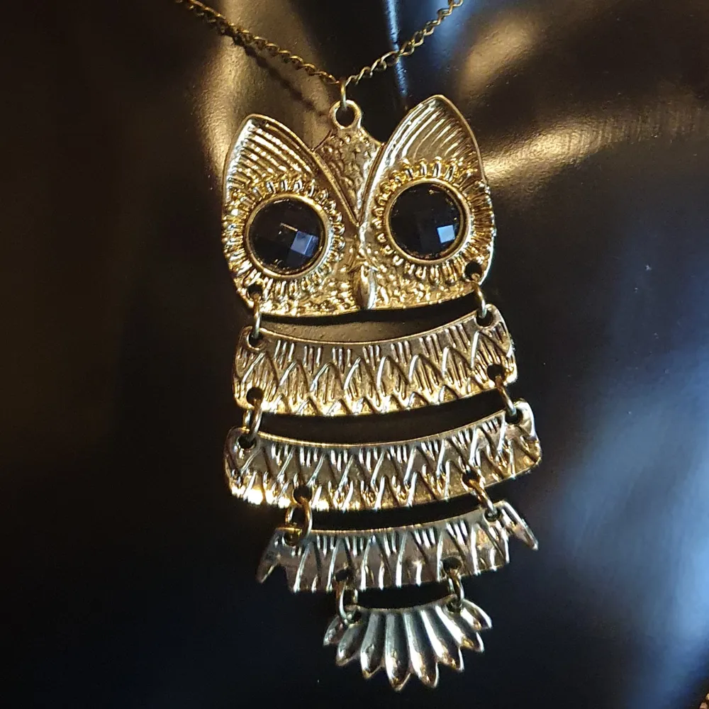 Halsband Uggla 🦉oanvänd, kedjan är i antikguld och mått är ca 72+5cm, och Ugglan är 8.5cm. ✨️✨️✨️Titta igenom alla mina upplagda och köp fler saker i bundle för att spara på frakten och få allt du köpt i ett och samma paket✨️✨️✨️. Accessoarer.