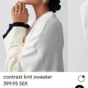 Super snygg tröja från gina - Super fin vit stickad tröja med svarta detaljer, aldrig använd utan endast testad. Råkade dra bort lappen så kan inte skicka tillbaka. Slutsåld 