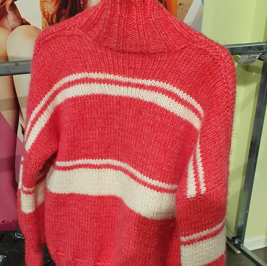 Stickad handjort orange  tröja  - 91