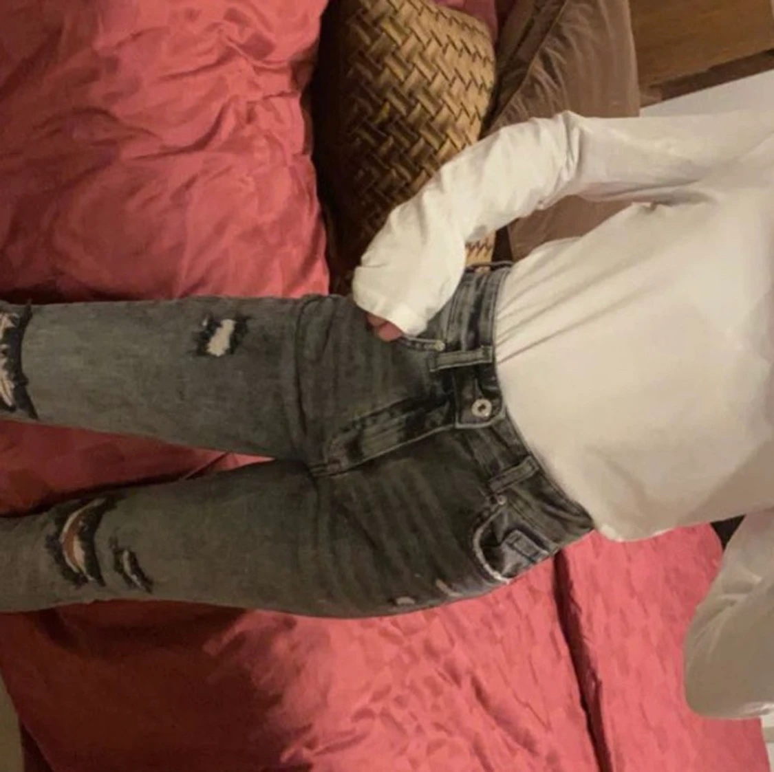 Bershka jeans skinny high rise grå