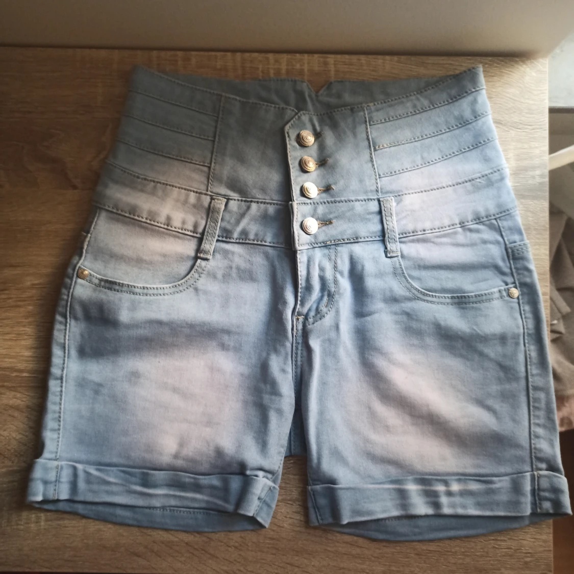 High-rise denim shorts