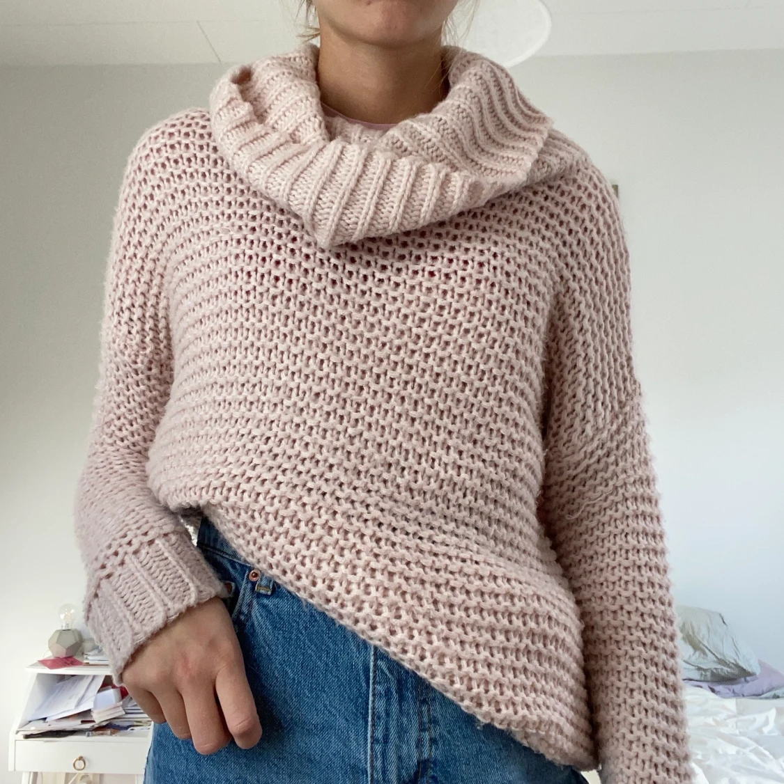 Ljusrosa stickad tröja