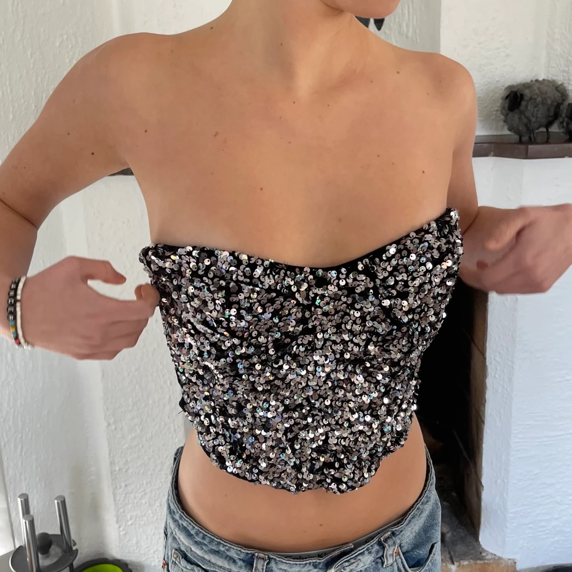 Glittrig corset topp - 90