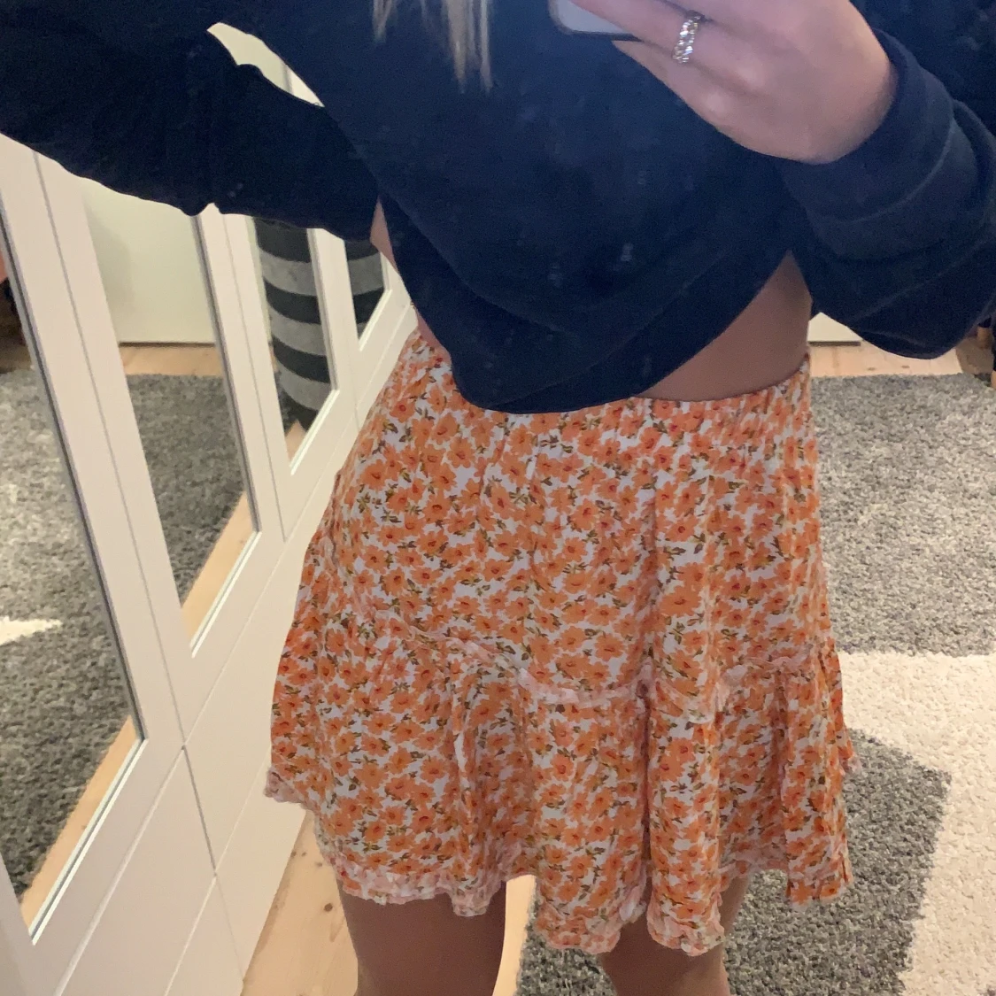 Orange blommig kjol - 90