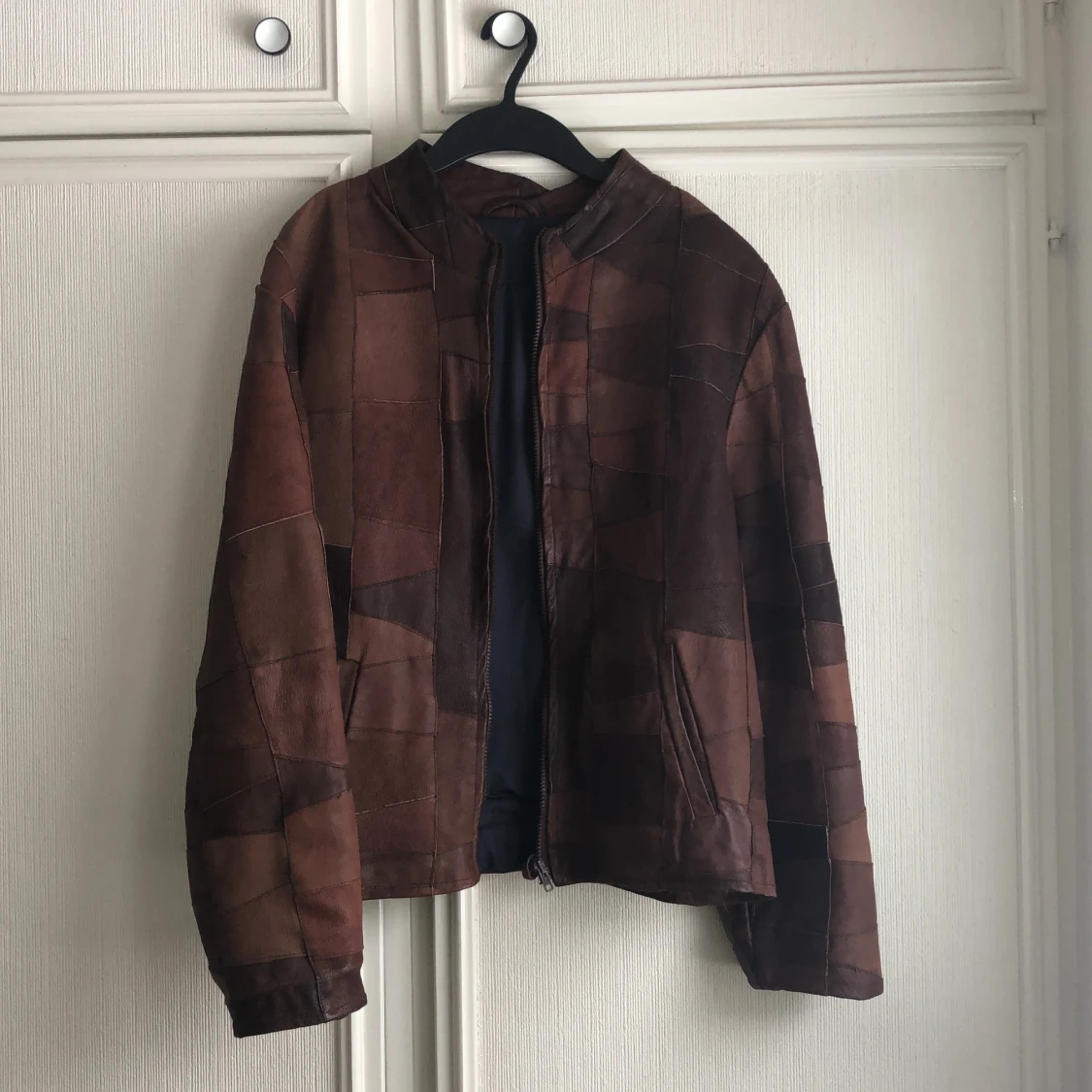 Vintage patchwork läderjacka strl M/L - 91
