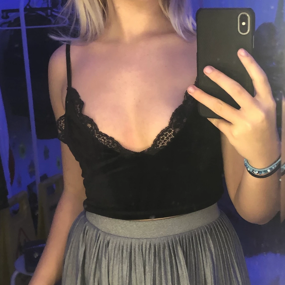 svart vintage linne med spets 