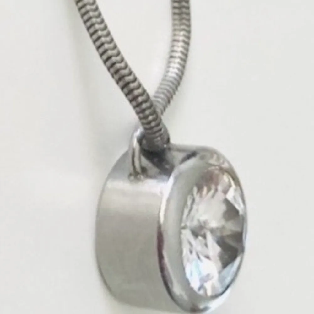 Edblad halsband rostfritt stål med stor Cubic circonia . 1.6 cm i diameter . Kedjan är ställbar , mäter som längst 55 cm. . Accessoarer.